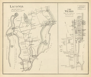 Vintage Map of Laconia, New Hampshire 1892