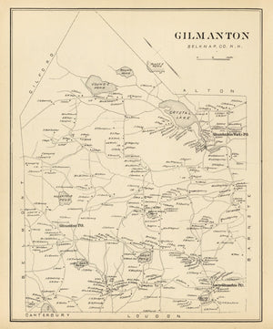 Vintage Map of Gilmanton, New Hampshire 1892