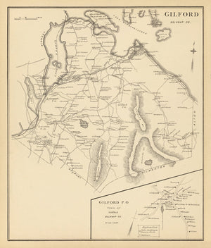 Vintage Map of Gilford, New Hampshire 1892