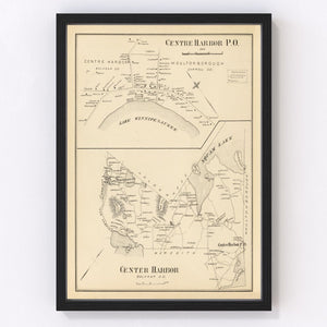 Vintage Map of Center Harbor, New Hampshire 1892