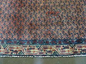 Antique Persian Seraband Runner 3.7 x 11 - Red, Wool, Mir Pattern