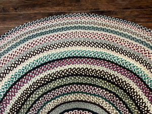 Large Oval American Braided Rug 10x12, Multicolor Vintage Braided Carpet