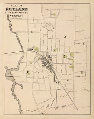 Vintage Map of Rutland, Vermont 1876