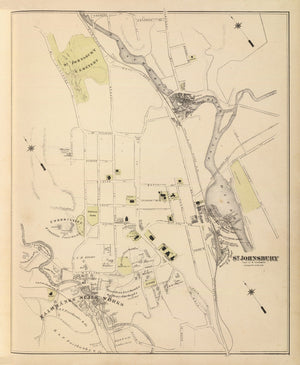 Vintage Map of Saint Johnsbury, Vermont 1876