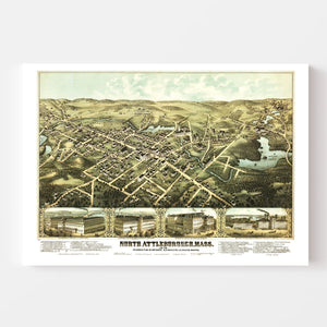 Vintage Map of North Attleborough, Massachusetts 1878