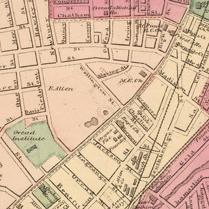Vintage Map of Worcester, Massachusetts 1871