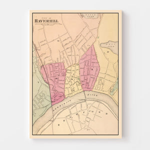 Vintage Map of Haverhill, Massachusetts 1871