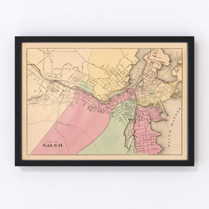 Vintage Map of Salem, Massachusetts 1871