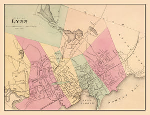 Vintage Map of Lynn, Massachusetts 1871