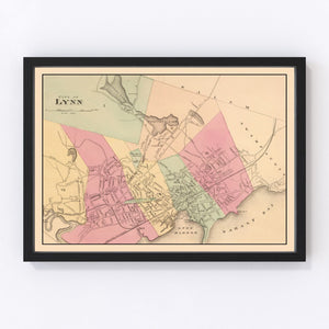 Vintage Map of Lynn, Massachusetts 1871