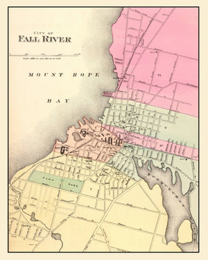 Vintage Map of Fall River, Massachusetts 1871