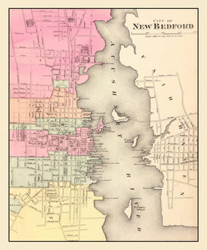 Vintage Map of New Bedford, Massachusetts 1871
