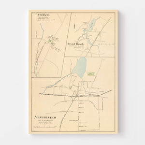 Vintage Map of Manchester, Connecticut 1893