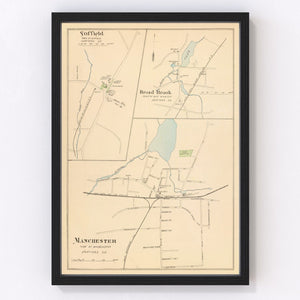 Vintage Map of Manchester, Connecticut 1893
