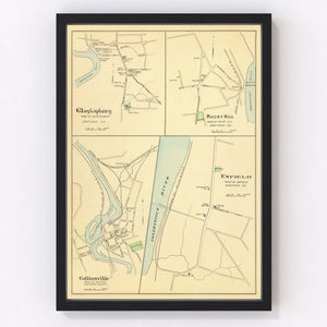 Vintage Map of Collinsville, Connecticut 1893