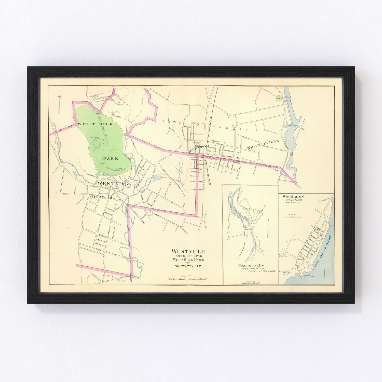 Vintage Map of Westville, Connecticut 1893