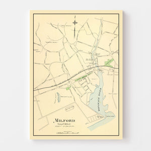 Vintage Map of Milford, Connecticut 1893
