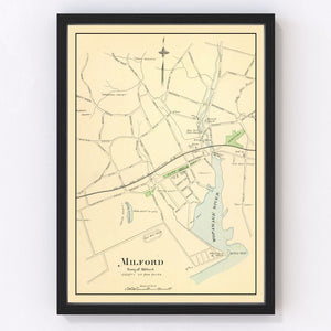 Vintage Map of Milford, Connecticut 1893