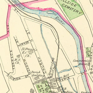 Vintage Map of Naugatuck, Connecticut 1893