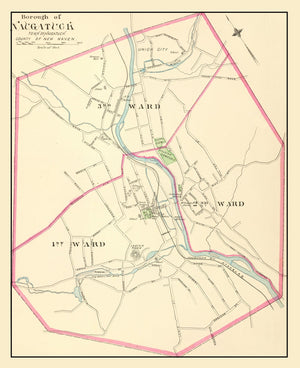 Vintage Map of Naugatuck, Connecticut 1893