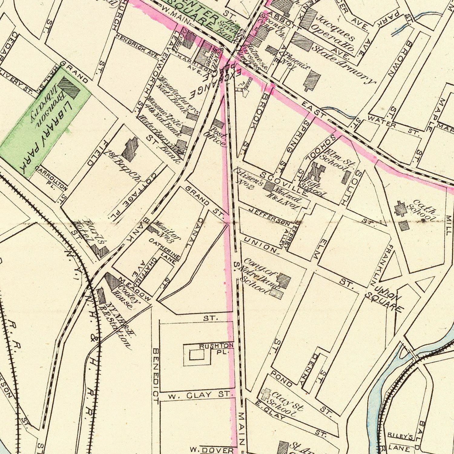 Vintage Map of Waterbury, Connecticut 1893
