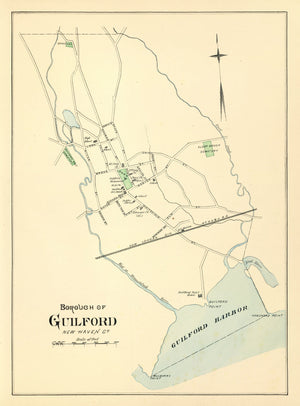 Vintage Map of Guilford, Connecticut 1893