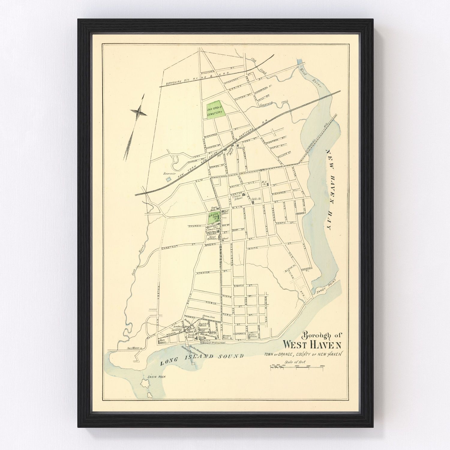 Vintage Map of West Haven, Connecticut 1893