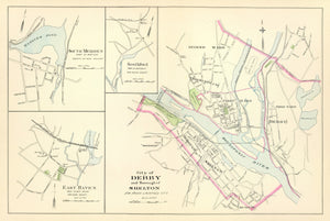 Vintage Map of Derby, Connecticut 1893