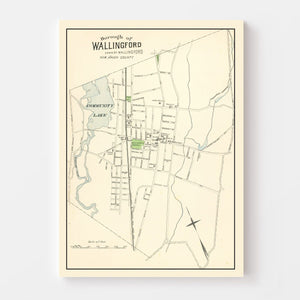 Vintage Map of Wallingford, Connecticut 1893