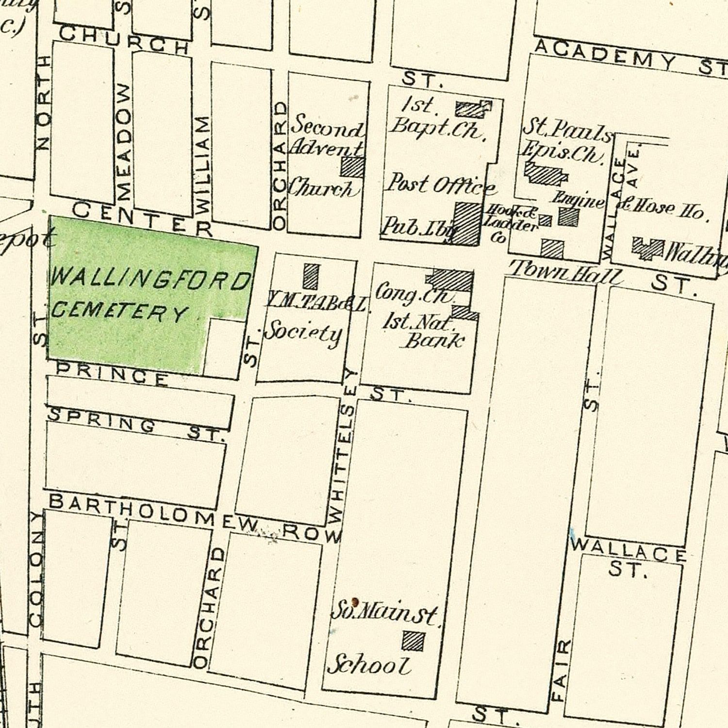 Vintage Map of Wallingford, Connecticut 1893