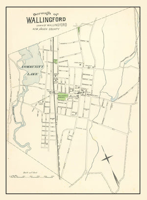 Vintage Map of Wallingford, Connecticut 1893