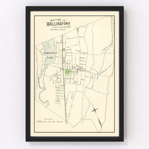 Vintage Map of Wallingford, Connecticut 1893