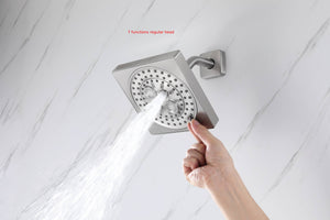 12" Brushed Nickel Thermostatic Shower Faucet: 3-Way Control, LED, Bluetooth Music, Regular Head