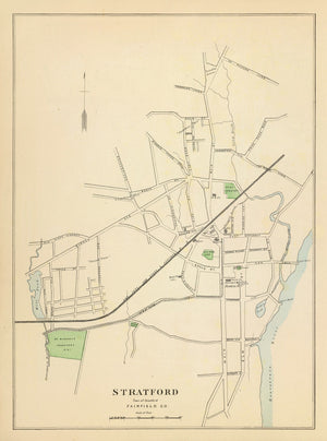 Vintage Map of Stratford, Connecticut 1893