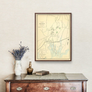 Vintage Map of Greenwich, Connecticut 1893