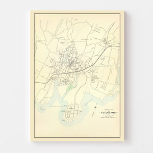 Vintage Map of Stamford, Connecticut 1893