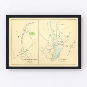 Vintage Map of Sandy Hook, Connecticut 1893