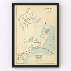Vintage Map of Jewett City, Connecticut 1893
