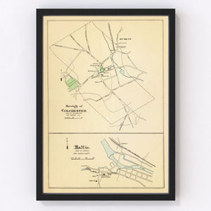 Vintage Map of Baltic, Connecticut 1893