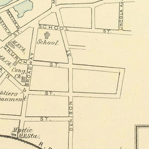 Vintage Map of Mystic, Connecticut 1893