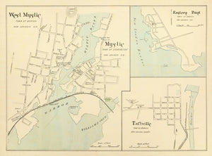 Vintage Map of Mystic, Connecticut 1893