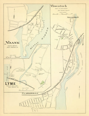 Vintage Map of Noank, Connecticut 1893