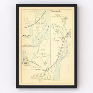Vintage Map of Noank, Connecticut 1893