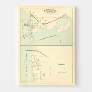 Vintage Map of Groton, Connecticut 1893