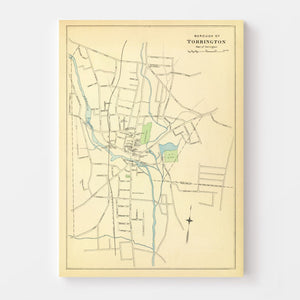 Vintage Map of Torrington, Connecticut 1893