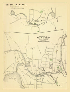 Vintage Map of Terryville, Connecticut 1893