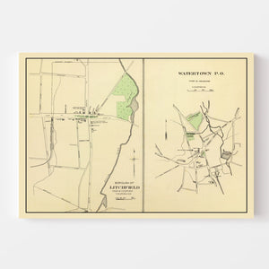Vintage Map of Litchfield, Connecticut 1893