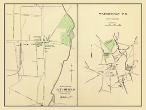 Vintage Map of Litchfield, Connecticut 1893