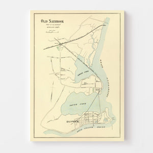 Vintage Map of Old Saybrook, Connecticut 1893