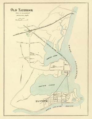 Vintage Map of Old Saybrook, Connecticut 1893